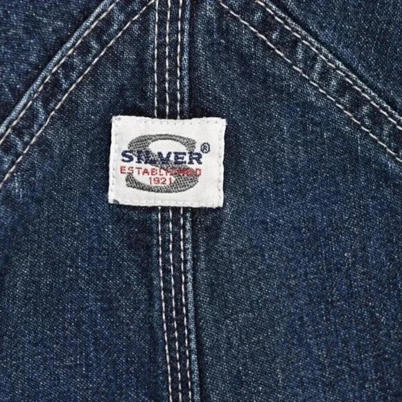 Vintage Y2K Silver Jeans Denim Short Overalls Shortalls Size 3 26-27 - Picture 5 of 7